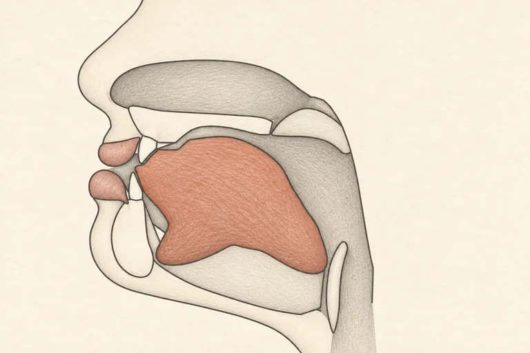 Jaw steady, lips gently rounded and slightly forward, tongue body sitting high and forward in the mouth.