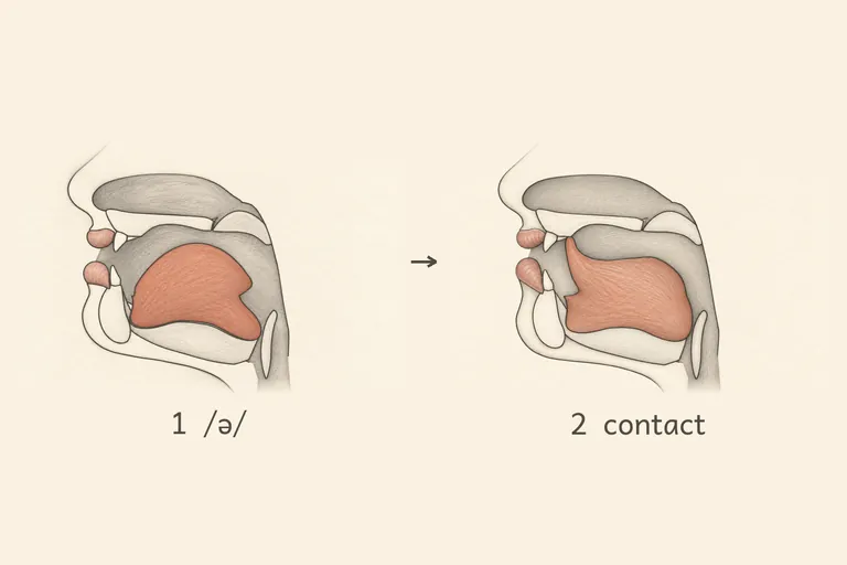 A plain vowel is followed by a brief separate tongue-tip tap.