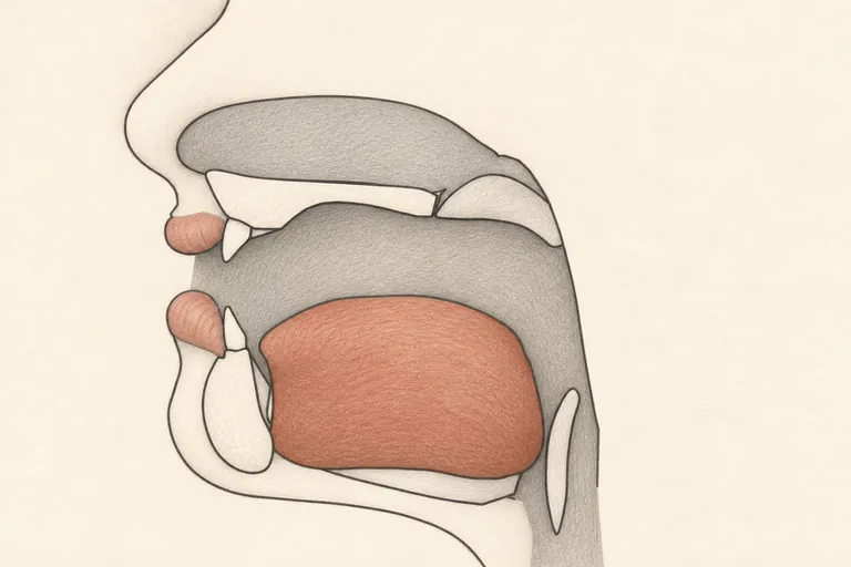 Gently slide the tongue forward from the back of the mouth toward the center, arriving at the relaxed target vowel.