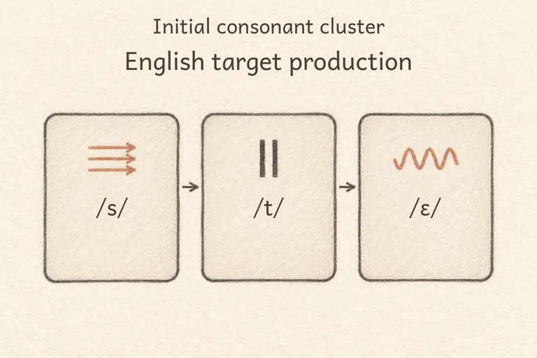Mouth moves directly into the s-articulation with no preceding vowel opening.
