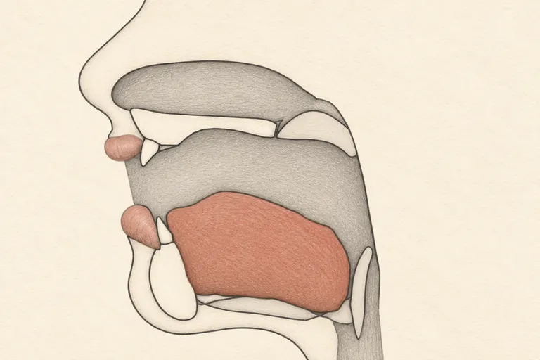 Keep that same wide jaw opening but bring the tongue forward and slightly up for the vowel in 'cat'.