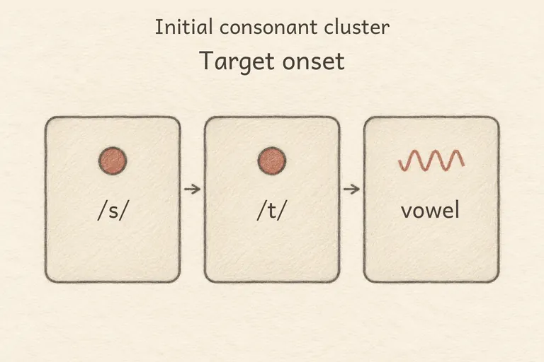 The 's' hiss shortens to its natural brief duration, still with zero vowel before it.
