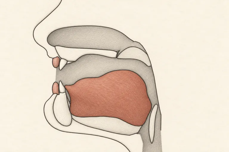 Slowly relax and flatten the lips, keeping the tongue in place.