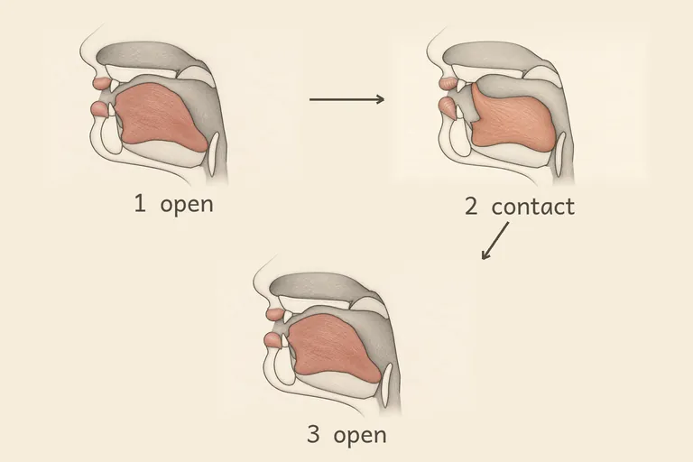Tongue tip taps or vibrates rapidly against the alveolar ridge, making brief, repeated contact.