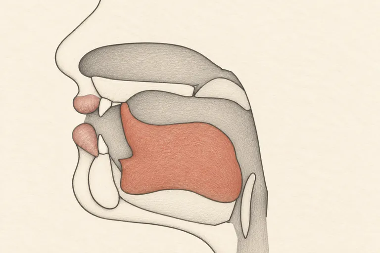 Tongue tip touches the ridge behind the teeth while the tongue body stays forward and bright, the same in every position, including at the end of a word.