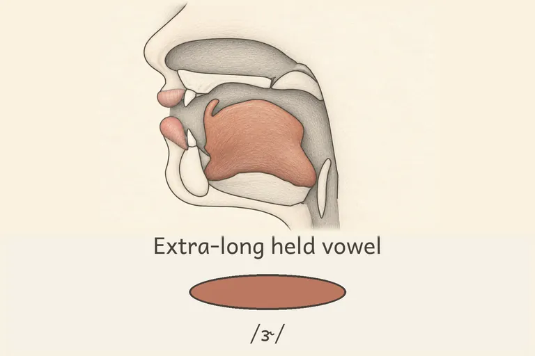 An extra-long, held 'errrrr' with the curl visibly sustained for several seconds.