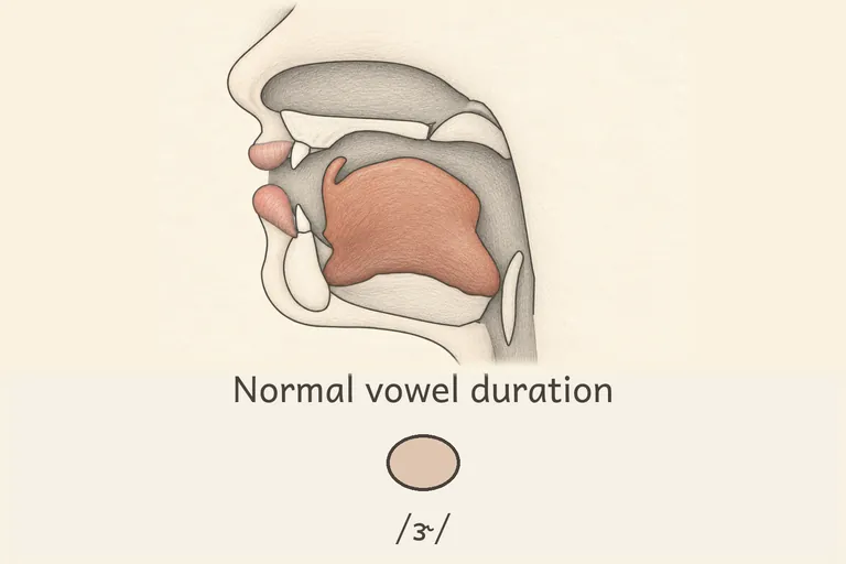 The same curled shape, but shortened to normal vowel length within the word.