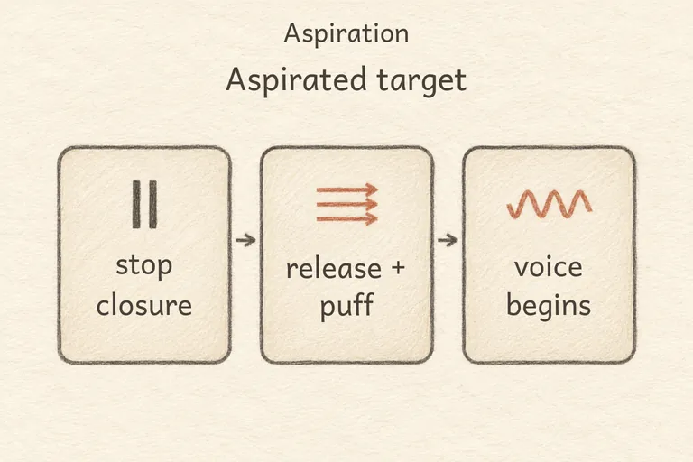 A small burst of air drawn right after each marked consonant below.