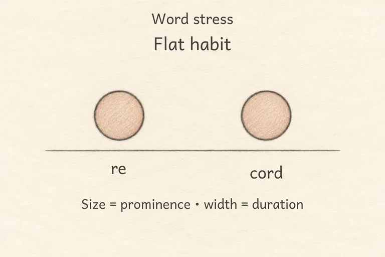 All syllable bars drawn at roughly equal height, each getting similar loudness and length.