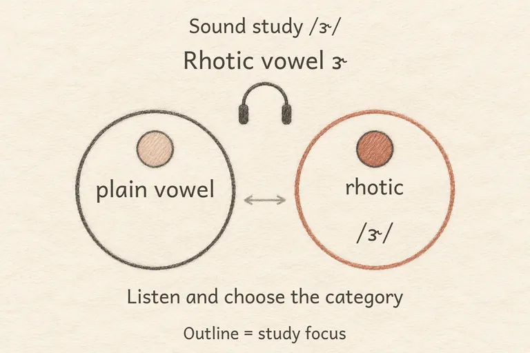 Tongue curls or bunches upward through the entire vowel, coloring it continuously.