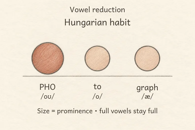 Every syllable, stressed or not, keeps its full, clearly articulated vowel quality.