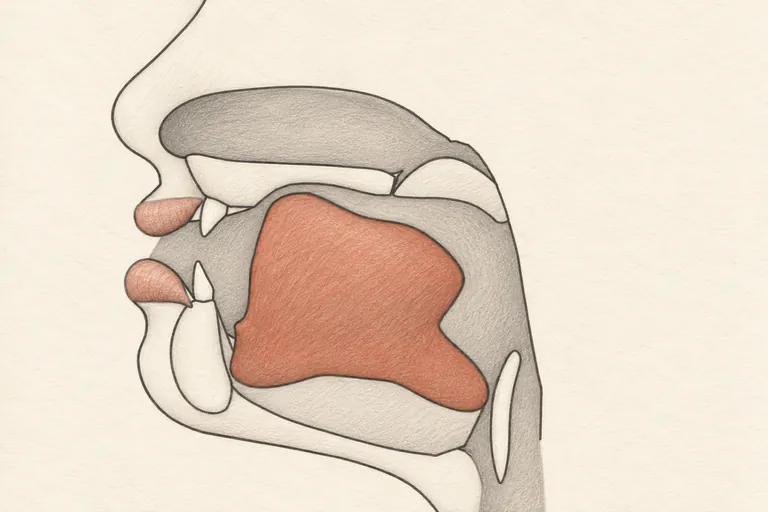No full tongue-ridge contact (as in ch) and no narrow forward channel (as in s).